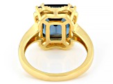 London Blue Topaz With White Zircon 18k Yellow Gold Over Sterling Silver Ring 4.90ctw