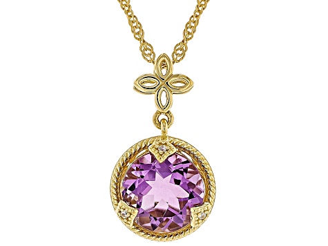 Amazing jewelry様 Canela Amethyst with White Zircon 18K Yellow Gold Over Sterling