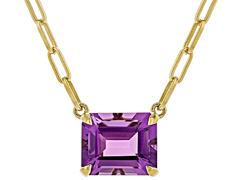 Purple Canela Amethyst 18K Yellow Gold Over Sterling Silver Paperclip Necklace 4.67ct