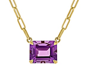 Purple Canela Amethyst 18K Yellow Gold Over Sterling Silver Paperclip Necklace 4.67ct