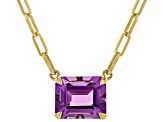 Purple Canela Amethyst 18K Yellow Gold Over Sterling Silver Paperclip Necklace 4.67ct