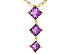 Purple Canela Amethyst 18K Yellow Gold Over Sterling Silver Pendant with Chain 8.73ctw