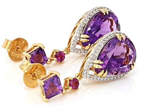 Canela with African Amethyst and Rhodolite, Zircon 18K Gold Over