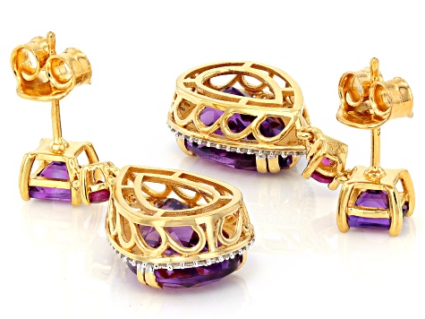 Canela with African Amethyst and Rhodolite, Zircon 18K Gold Over