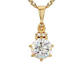 Heptagon Cut Strontium Titanate 18k Gold Over Sterling Silver Pendant With Chain 2.73ctw