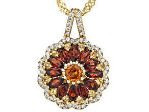 Multi Garnet with Zircon 18k Yellow Gold Over Sterling Silver Pendant with Chain 1.85ctw