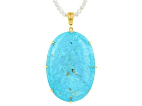 Kingman Turquoise 18k Yellow Gold Over Sterling Silver Enhancer Pendant