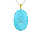 Kingman Turquoise 18k Yellow Gold Over Sterling Silver Enhancer Pendant