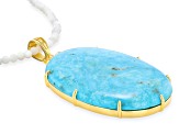 Kingman Turquoise 18k Yellow Gold Over Sterling Silver Enhancer Pendant