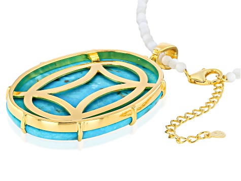 Kingman Turquoise 18k Yellow Gold Over Sterling Silver Enhancer Pendant