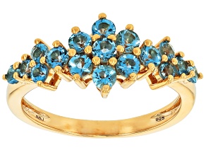 Blue Ofiki Aquamarine 18K Yellow Gold Over Sterling Silver Ring 0.61ctw