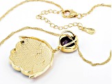 Ruby & Enamel 18K Yellow Gold Over Sterling Silver Pendant With Chain 2.70ct