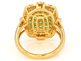 Green Tsavorite Garnet With White Zircon 18K Yellow Gold Over Sterling Silver Cluster Ring 1.75ctw