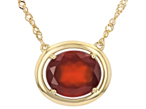 Red Hessonite Garnet 18K Yellow Gold Over Sterling Silver Pendant With Chain 4.10ct