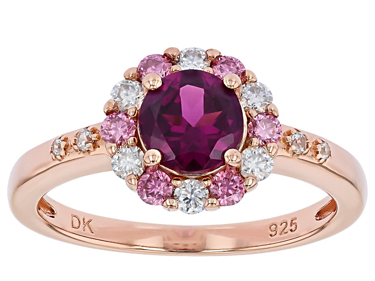 Grape Color Rhodolite 18k Rose Gold Over Sterling Silver Ring 1.44ctw