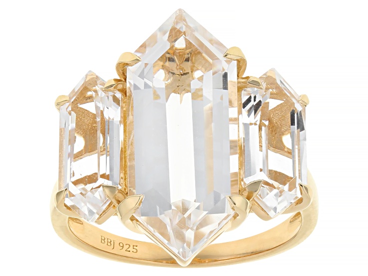 RinG★ White Crytal Quartz 18K Yellow Gold Over Sterling Silver Ring 7.95