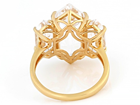 White Crytal Quartz 18K Yellow Gold Over Sterling Silver Ring 7.95