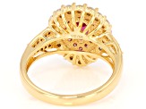 Grape Color Garnet 18K Yellow Gold Over Sterling Silver Double Halo Ring 1.47ctw