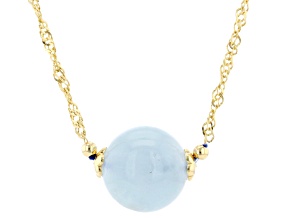 Dreamy Aquamarine 18K Yellow Gold Over Sterling Silver Necklace