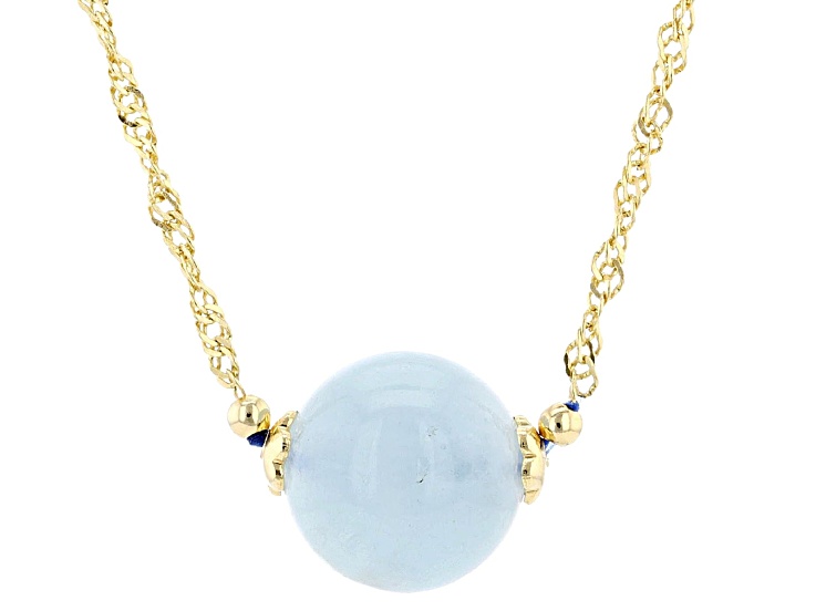 Dreamy Aquamarine 18K Yellow Gold Over Sterling Silver Necklace