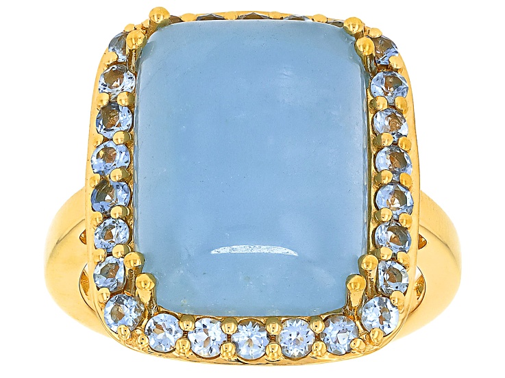 Dreamy and Ofiki Aquamarine 18K Yellow Gold Over Sterling Silver Ring 0.71ctw