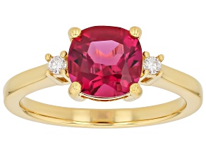 Lab Created Bixbite With Moissanite Fire® 18K Yellow Gold Over Sterling Silver Ring 1.75ctw