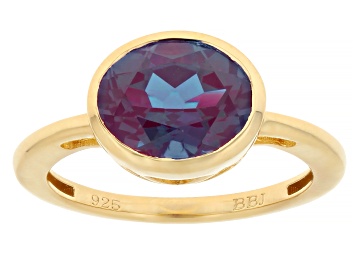 Picture of Blue Lab Created Alexandrite 18K Yellow Gold Over Sterling Ring 2.70ct