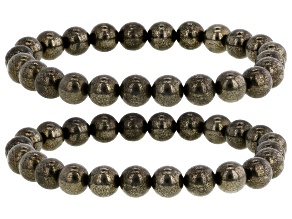 Gray Pyrite Set of 2 Stretch Bracelet