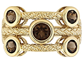Brown Smoky Quartz 18k Yellow gold Over Sterling Silver Ring  1.21ctw