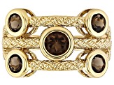 Brown Smoky Quartz 18k Yellow gold Over Sterling Silver Ring  1.21ctw