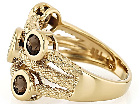 Brown Smoky Quartz 18k Yellow gold Over Sterling Silver Ring  1.21ctw