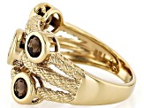 Brown Smoky Quartz 18k Yellow gold Over Sterling Silver Ring  1.21ctw