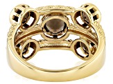 Brown Smoky Quartz 18k Yellow gold Over Sterling Silver Ring  1.21ctw