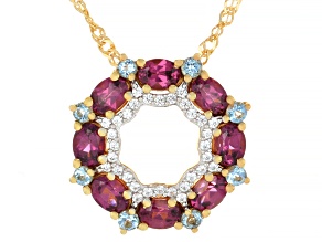Grape Color Garnet 18K Yellow Gold Over Sterling Silver Pendant With Chain 1.98ctw