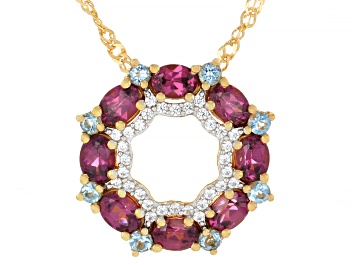 Picture of Grape Color Rhodolite 18K Yellow Gold Over Sterling Silver Pendant With Chain 1.97ctw