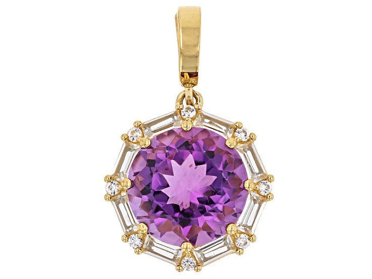 Canela Amethyst 18k Yellow Gold Over Sterling Silver Enhancer Pendant 5.81ctw