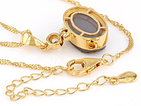 Golden Drusy Quartz 18K Yellow Gold Over Sterling Silver Pendant With Chain 3.99ctw