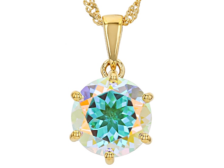 Multi-Color Mercury Mist Topaz 18K Yellow Gold Over Sterling Silver Pendant With Chain 4.95ctw