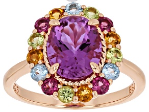 Purple Color Change Zandrite(R) 18K Rose Gold Over Sterling Silver Ring 3.22ctw