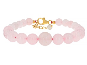 Rose Quartz 18k Yellow Gold Over Sterling Silver Bracelet