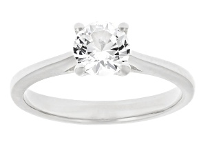 White Lab Created Sapphire Rhodium Over Sterling Silver Ring