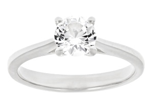 White Lab Created Sapphire Rhodium Over Sterling Silver Ring