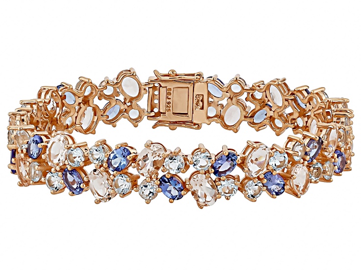 Multi-Gemstone 18k Rose Gold Over Sterling Silver Bracelet