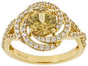 Yellow and White Zircon 18K Yellow Gold Over Sterling Silver Ring 2.47ctw