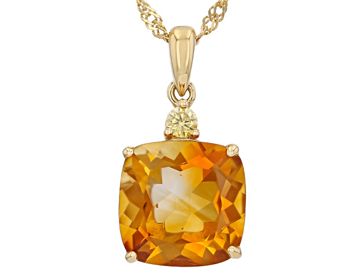 Orange Madeira Citrine 18K Yellow Gold Over Silver Pendant with Chain 6.72ctw