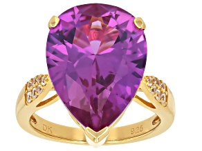 Color Change Lab Created Sapphire 18k Yellow Gold Over Sterling Silver Ring 11.37ctw