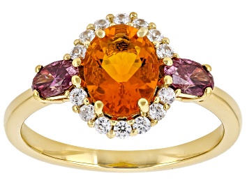 Picture of Orange Fire Opal 18K Yellow Gold Over Sterling Silver Ring 1.26ctw