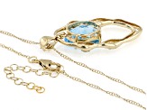 Sky Blue Topaz With White Topaz 18k Yellow Gold Over Sterling Silver Pendant With Chain 11.12ctw