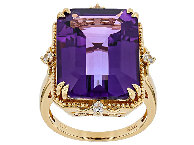 Canela Amethyst 18k Yellow Gold Over Sterling Silver Ring 18.80ctw