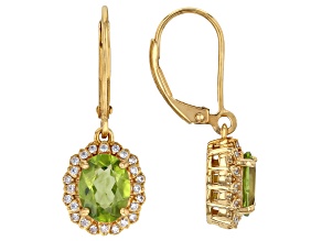 Green Peridot 18K Yellow Gold Over Sterling Silver Earrings 2.71ctw